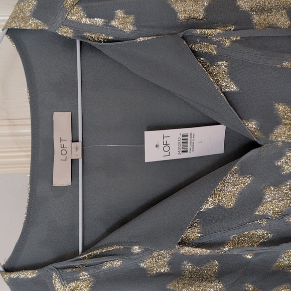 Loft Gray and Gold Holiday Dress - Picture 3 of 4